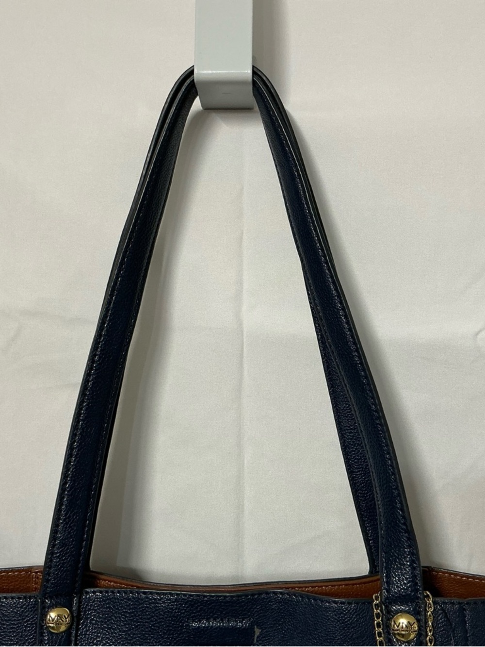 Marc New York Navy Leather Tote with Gold Charm - Picture 5 of 15